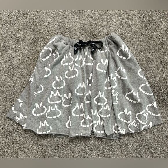 Y2K Harajuku Grey Kitty Skirt by Japanese Fashion Brand MINT NeKO size Small - Picture 7 of 11